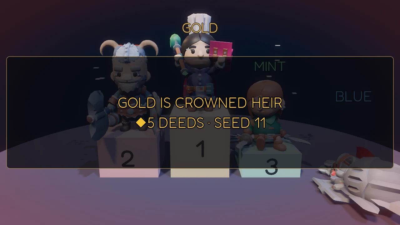 The podium ceremony: GOLD is crowned heir with five deeds as the cast takes first, second, and third